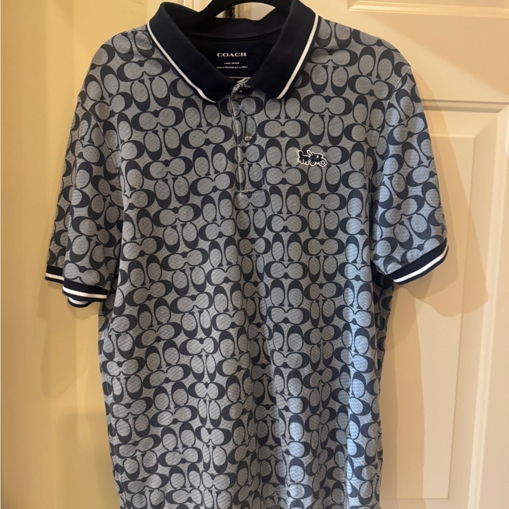 Coach‎ HTF Signature polo Navy and Gray Men's Polo Shirt Large